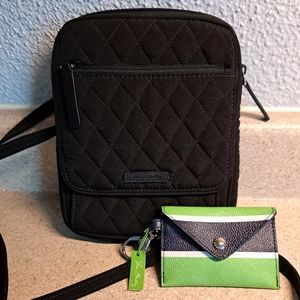 Vera Bradley Black Quilted Crossbody and Key Chain